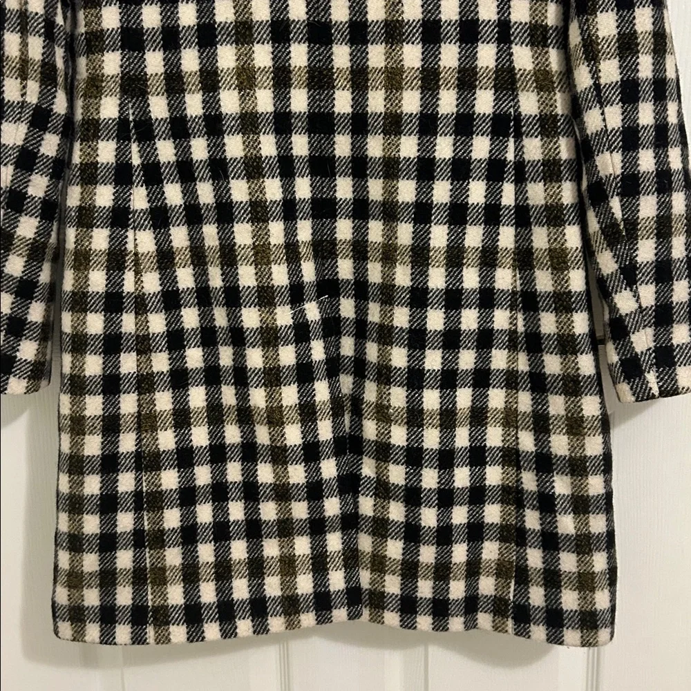 J.Crew Double Breasted Coat in Cypress Black Ivory Oxford Check Plaid Size 2 - Picture 13 of 16